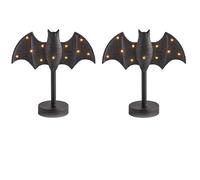 2 Pieces Light Up Bat Candlesticks - Sparkly Bat Candle Holders Gothic Ba-t Candle Holder With LED Light, Halloween Candelabra Decoration For Party Table Kitchen Or Mantel