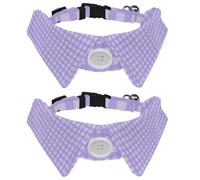 2 Pieces Lilac Plaid Pattern Dog Collars for Medium Dogs, Cat Bow Tie with Buckle, Collared Shirts for Pet Bowties, Neck 11.2-12.2 in