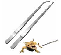 2 Pieces Long Tweezers,Reptile Feeding Tongs,Straight and Curved Stainless Steel Tweezer,Feeding Tongs for Tanks,27cm Long Tweezers for Clamping Items,Suitable for Aquarium Grabbing and Handling.