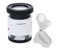 2 Pieces Loupe Magnifier, 30x and 60x Jewelers Loupe with LED Light, 30x Magnifying Glass with 3 UV Light and 3 LED Light for Jewelry, Gems, Rocks, Stamps, Coins, Watches, and Antiques