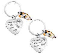 2 Pieces Love Cat Keychains, Stainless Steel Engraved Keychains, Funny Keychains, Cute Keychains, Decorative Keychains