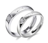 2 Pieces Love You Forever Men and Women Wedding Couple Rings Set, Engagement Anniversary Rings Set Platinum Plated for Girlfriend and Boyfriend LB011(Style 4)