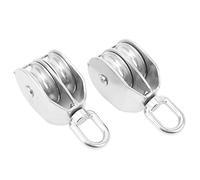 2 Pieces M50 Double Pulley Block Heavy Duty 304 Stainless Steel Swivel Roller for 12 mm Wire Rope Crane Hanging Traction Lift, 400 kg Load Capacity per Unit, Two Pack Industrial