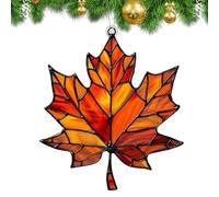 2 Pieces Maple Leaf Christmas Tree Ornament, 15x12cm Fall Leaf Decorations For Home, Maple Leaves Stained Fall Decorations, Acrylic Wall Art, Halloween Thanksgiving Decoration