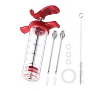 2 Pieces Marinade Syringe with 1 Piece Cleaning Brush, Plastic Marinade Syringe, 30ml Turkey Syringe, Marinade Seasoning Syringe, Suitable for Barbecue, Roasting, Roasting Turkey (Red)