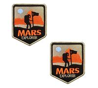 2 Pieces Mars Explorer Tactical Patch Funny Space Exploration NASA Hook and Loop Embroidery Morale Military Emblem Patch for Jacket Backpacks Clothes Vest Uniforms Clothes Kids Adult