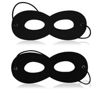 2 Pieces Masquerade Eye Mask, Halloween Ball Costume Mask, Black Felt Batman Superhero Robber Bandit Zorro Masquerade Mask, Dress Party Accessory World Book Week Day Masks Unisex Kids Elasticated Band