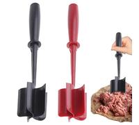 2 Pieces Meat Masher - Versatile Handheld Chopper for Kitchen Hamburger, Beef, Potato, Fruit (Black, Red)