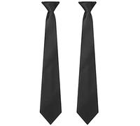 2 Pieces Men's Clip on Ties 20 Inches Solid Color Clip on Ties Pre Tied Neckties for Office School Uniforms (Black)