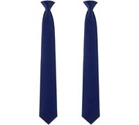 2 Pieces Men's Clip on Ties 20 Inches Solid Color Clip on Ties Pre Tied Neckties for Office Uniforms(Navy Blue)
