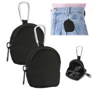 2 Pieces Men's Coin Bag with Zip, Canvas Ring Bag, Coin Purse, Small Coin Purse with Carabiner, Portable Coin Purse for Camping, Hiking and Cycling