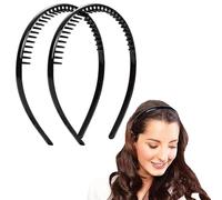 2 Pieces Mens Hair Band, Teeth Comb Shark Tooth Headband Plastic Alice Band Hair Bands with Teeth Grip Headband