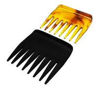 2 Pieces Mens Streaker Hairdressing Combs, Detangling Hairstyling Comb, Texture Gel Comb w/ 8 Wide Rounded Teeth for Slickback Shaping Wet Pick Long Short Curly Beard Hair Barber Salon (Amber_Black)