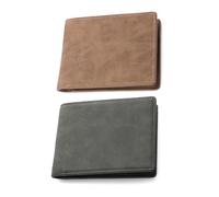 2 Pieces Men's Wallet, Simple Leather Wallet, Retro Wallet, Folding Card Bag, Change Storage Bag (Black, Brown).