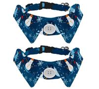 2 Pieces Merry Christmas Snowman Cat Collar with Bowties, Adjustable Dog Collar, Cute Pet Bow Tie for Small Medium Dogs Cats Puppies
