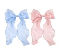 2 Pieces Mesh Hairpins, Bow Hairpins, Cute Sweet Hairpins, Hairstyle Accessories, Women'S Hair Accessories (Blue, Pink).