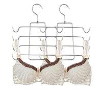 2 Pieces Metal Hangers, Multilayer Hanger, Space Saving Hanger, Foldable, for Tank Tops, Cami, Bra, Swimsuit (Apricot)