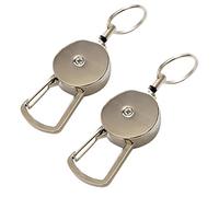 2 Pieces Metal Retractable Key Chain Recoil Keyring Heavy Duty 19.68In Wire Rope