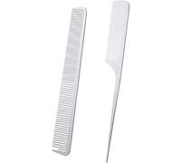 2 Pieces Metal Tail Combs Fine Silver Rat Tail Hair Cutting Combs