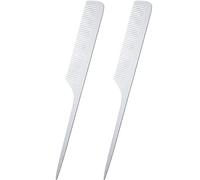 2 Pieces Metal Tail Combs Stainless Steel Rat Tail Combs with Parting Tip Teasing Pintail Barber Comb Hair Styling Cutting Comb for Hair Stylist Women Men