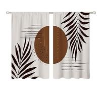 2 Pieces Mid Century Abstract Boho Small Kitchen Curtains Minimalist Window Treatment Modern Cafe Short Window Curtains for Bathroom Dining Room Geometric Tier Treatment Drapes