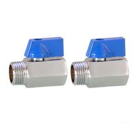 2 Pieces Mini Ball Valves Brass Ball Handle Shutoff Switch with Blue Valve (3/8AG3/8AG)