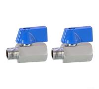 2 Pieces Mini Ball Valves Brass Ball Valve Shutoff Switch Having Blue Handle (1/4AG1/4IG)