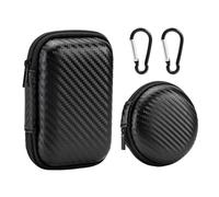 2 Pieces Mini Headphone Storage Box With Carabiners, Data Cable Storage Bag, Eva Hard Shell Case, Travel Accessories (Black)