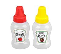 2 Pieces Mini Ketchup Bottles, 25ml Refillable Tomato Ketchup Squeeze Containers Bottle, Plastic Portable Squeezable Condiments Jars for Kids School Office Worker bottle