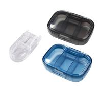 2 Pieces Mini Pill Box, 1 Piece Pill Cutter, Portable Pill Box, Pocket Pill Box, 3 Compartment Pill Box, Leak Proof Pill Box, Travel Pill Organizer, Small Travel Pill Box