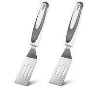 2 Pieces Mini Serving Spatula Stainless Steel Cut and Serve Turner Cookie Spatula Mini Slotted Turner for Flipping Egg Cooking Baking Kitchen Utensil Dining Table Set and (Grey, One Size)