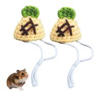 2 Pieces Mini Small Animals Hat with Adjustable Strap Pet Apparel for Hamsters Dutch Pigs, Snakes, Photo Props, Pineapple