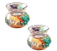 2 Pieces Miniature Fish Tank with Goldfish, Goldfish Charm of A Mini Tank with This 1:12 Scale Realistic Glass Decor for Dollhouse Display Captivating Miniature for Crafts Ornaments Handmade Landscape