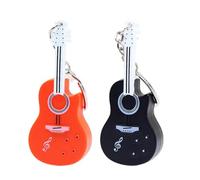 2 Pieces Miniature Guitar Key Ring with Sound, Creative Guitar Keychain Playable with Music, Realistic Small Guitar Keychain with LED Light, Novelty Guitar Keychain Decoration for Bags