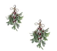 2 Pieces Mistletoe Garland, Artificial Christmas Mistletoe Stem, Artificial Leaves For Decoration, Faux Branches Sprigs, Hanging Fake Sprigs Bunches Stems For Home Winter Indoor