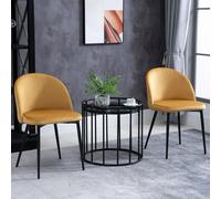 HOMCOM Modern Upholstered Fabric Bucket Seat Dining Chairs Set of 2 HOMCOM Yellow One Size
