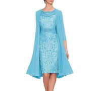2 Pieces Mother of Bride Dresses with Jacket Chiffon Mother of The Groom Dress Tea Length Laces Formal Evening Gowns Jade
