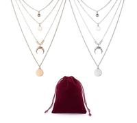 2 Pieces Multi-Layer Moon Necklace With 1 Piece Storage Bag, Necklace Set, Women's Necklace, Boho Necklace, Moon Necklace, Suitable For Thanksgiving, Birthday, Mother's Day