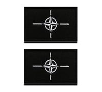2 Pieces NATO Flag Black Tactical Military National Emblem Applique Crochet and Loop Embroidery Patch