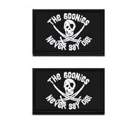2 Pieces Never Say Die Funny Pirate Skull Patch Military Embroidered Applique Hook & Loop Pirate Emblem Patch for Attach to Clothes Jackets Jean Hat Vest Dogs Harness