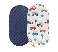 2 Pieces Newborn Baby Mose Sheet Bassinet Sheet Cot Sheet Fits Rectangular Oval Pram Bassinet Pads Minky Dot Cartoon Fitted Sheet Set for Baby Party (F, One Size)