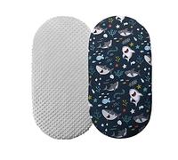 2 Pieces Newborn Baby Mose Sheet Bassinet Sheet Cot Sheet Fits Rectangular Oval Pram Bassinet Pads Minky Dot Cartoon Fitted Sheet Set for Baby Party (G, One Size)