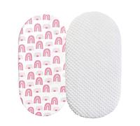 2 Pieces Newborn Baby Mose Sheet Bassinet Sheet Cot Sheet Fits Rectangular Oval Pram Bassinet Pads Minky Dot Cartoon Fitted Sheet Set on Baby Lounger (One Size)