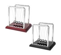2 pieces Newton pendulum ball, Newton balance ball, physical swing magnetic, educational toy, perfect for decoration in offices, homes and other indoor places. (burgundy bottom, black bottom)