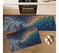 2 Pieces Non Slip Kitchen Mat Modern Technological Spiral Geometric Kitchen Rug Set, Washable Hallway Runner Set, Dining Room, Entryway and Door Mat Sets, 40x60cm+40x120cm, Gradient Colors