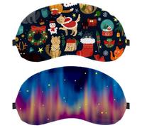2 Pieces Northern Lighst Eye Mask, Sleep Mask for Side Sleeper, Soft Sleeping Eye Mask for Women Men, Complete Light Blocking, Zero Pressure Night Blindfold