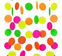 2 Pieces of 4m Round Paper Garland Strings, Rainbow Paper Garland, Colorful Disc Hanging Decoration, Suitable for Weddings, Parties, Carnival Birthdays