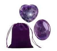 2 Pieces of Amethyst Stones, 1 Piece of Storage Bag, Anxiety Relief Crystal Stone, Healing Crystal, Love Oval Thumb Stone, Desktop Decoration Gift