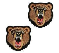 2 Pieces Of Bear Head Embroidered Patch, Tactical Embroidered Armband, Roaring Animal Badge Applique, Hot Melt Adhesive Tape, Clothing And Hat Decoration, Magic Patch
