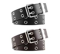 2 Pieces Of Belts, Simple And Fashionable Belts, Double Row Eyelet Belts, Punk Belts, Unisex, Personalized Belts, Waistband Accessories